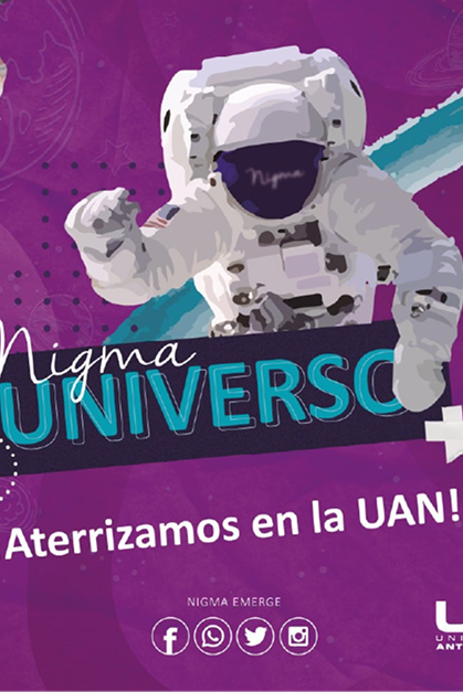 Pieza promocional de Nigma Universe en la Universidad Antonio Nariño